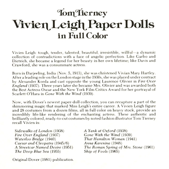 👉*VTG & NWT* VIVIEN LEIGH PAPER DOLLS in FULL COLOR~ UNCUT FASHIONS~1981 - Picture 3 of 4